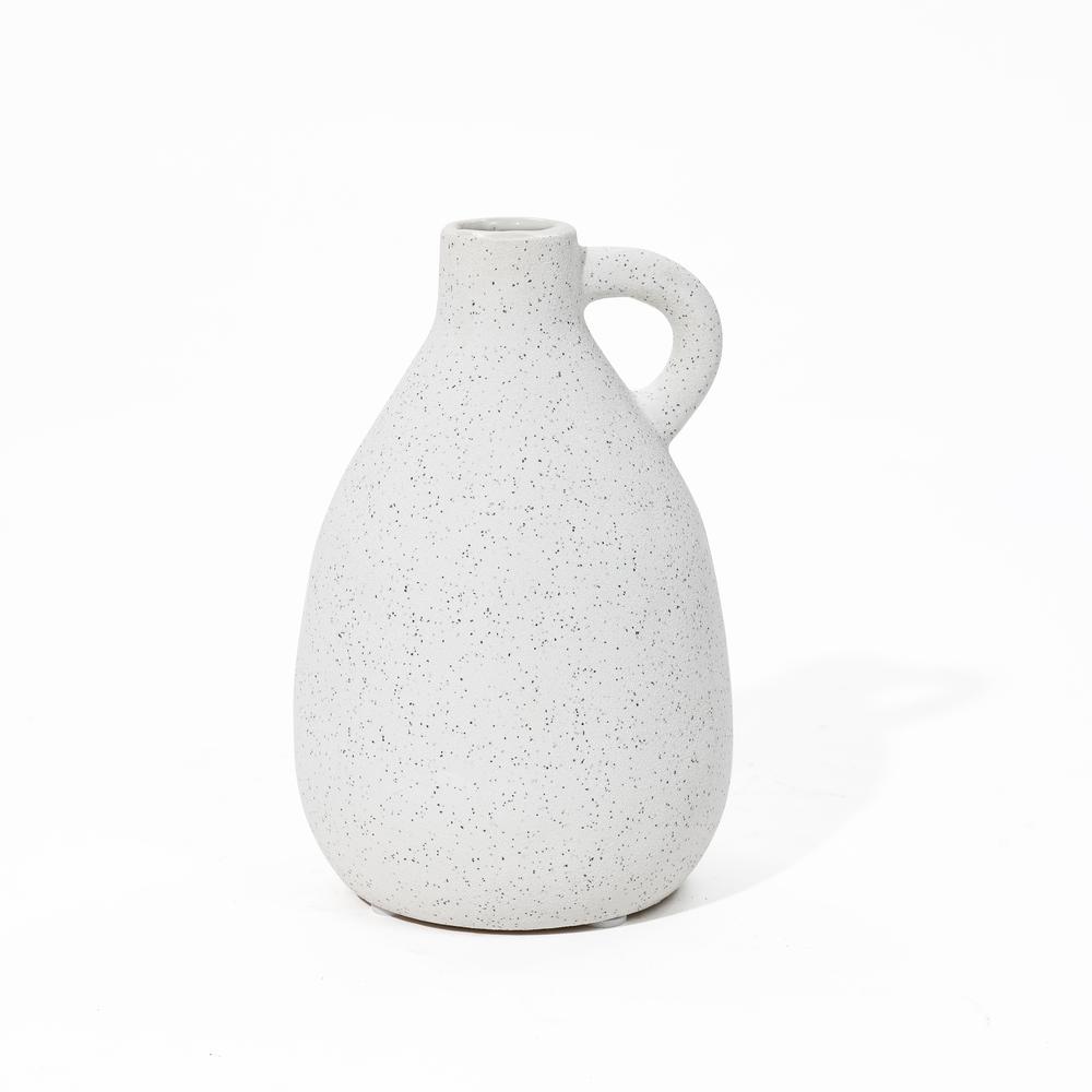 White Ceramic Pitcher Round Vase. Picture 1