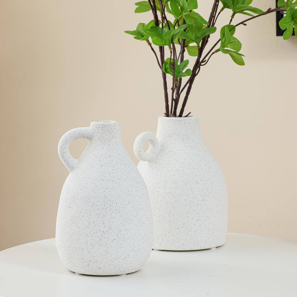 White Ceramic Pitcher Round Vase. Picture 6