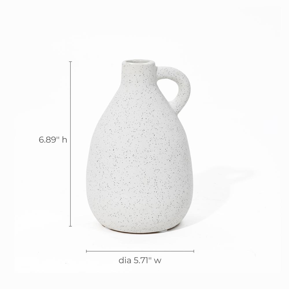 White Ceramic Pitcher Round Vase. Picture 8