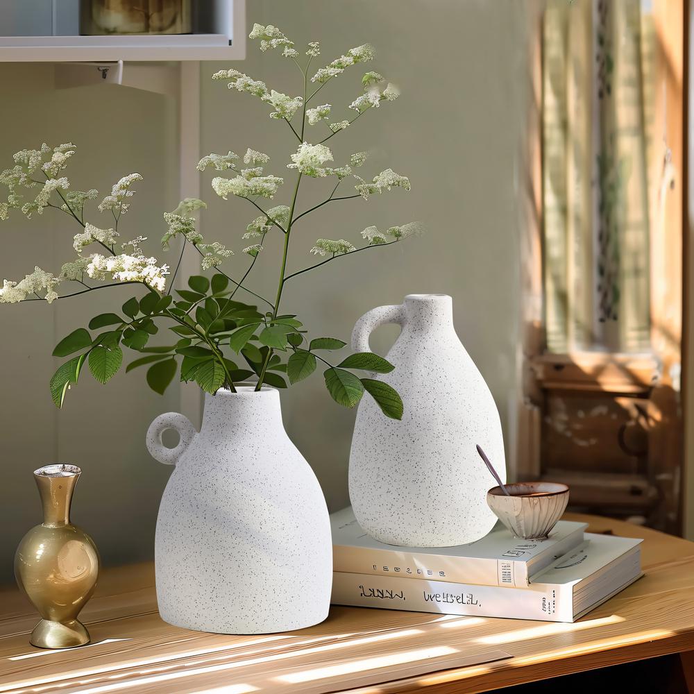 White Ceramic Jug Round Vase. Picture 6