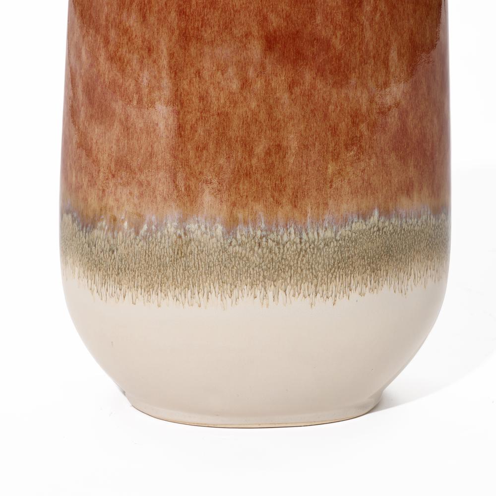 Earth Tones 15.4-Inch Tall Round Stoneware Vase. Picture 2