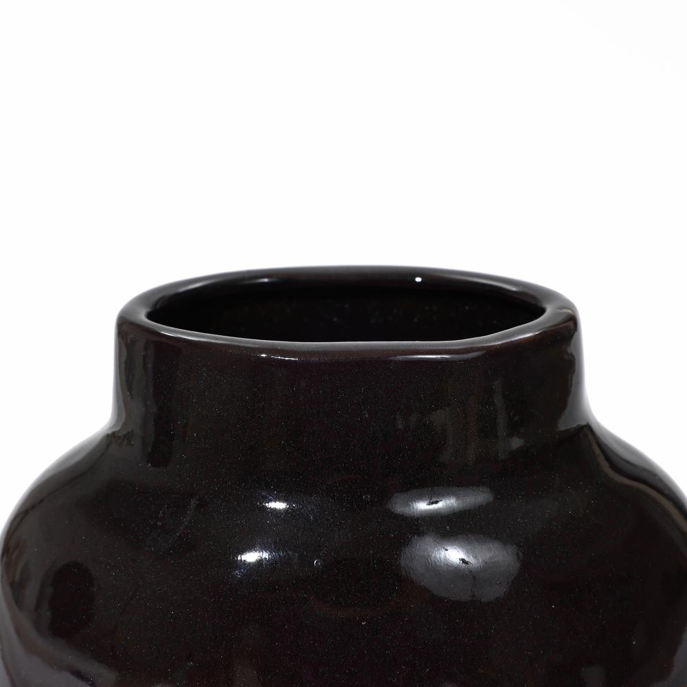 Earth Tones 11.8-Inch Tall Round Stoneware Vase. Picture 9