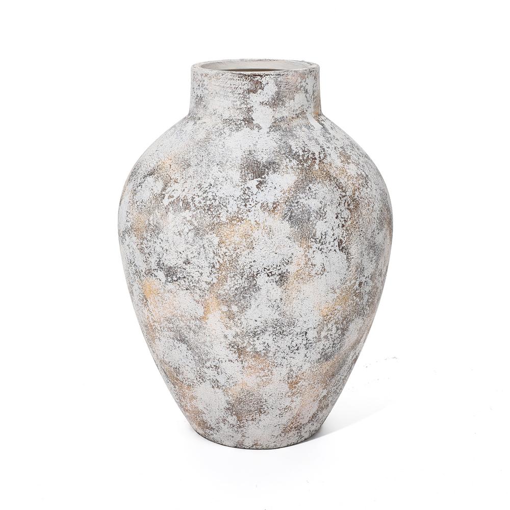 Marble White 15.2-Inch Tall Stoneware Table Vase. Picture 1