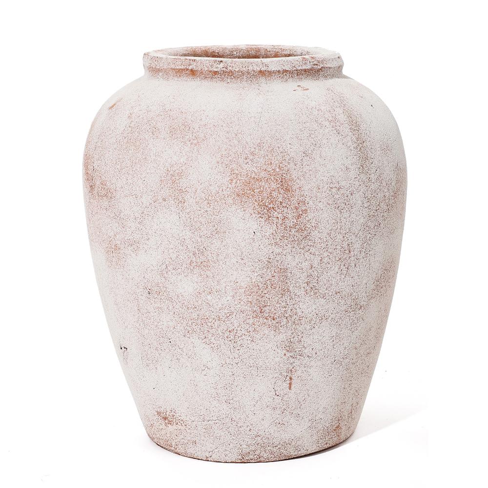 Marble Brown and White 12.4-Inch Tall Terracotta Vase. Picture 1