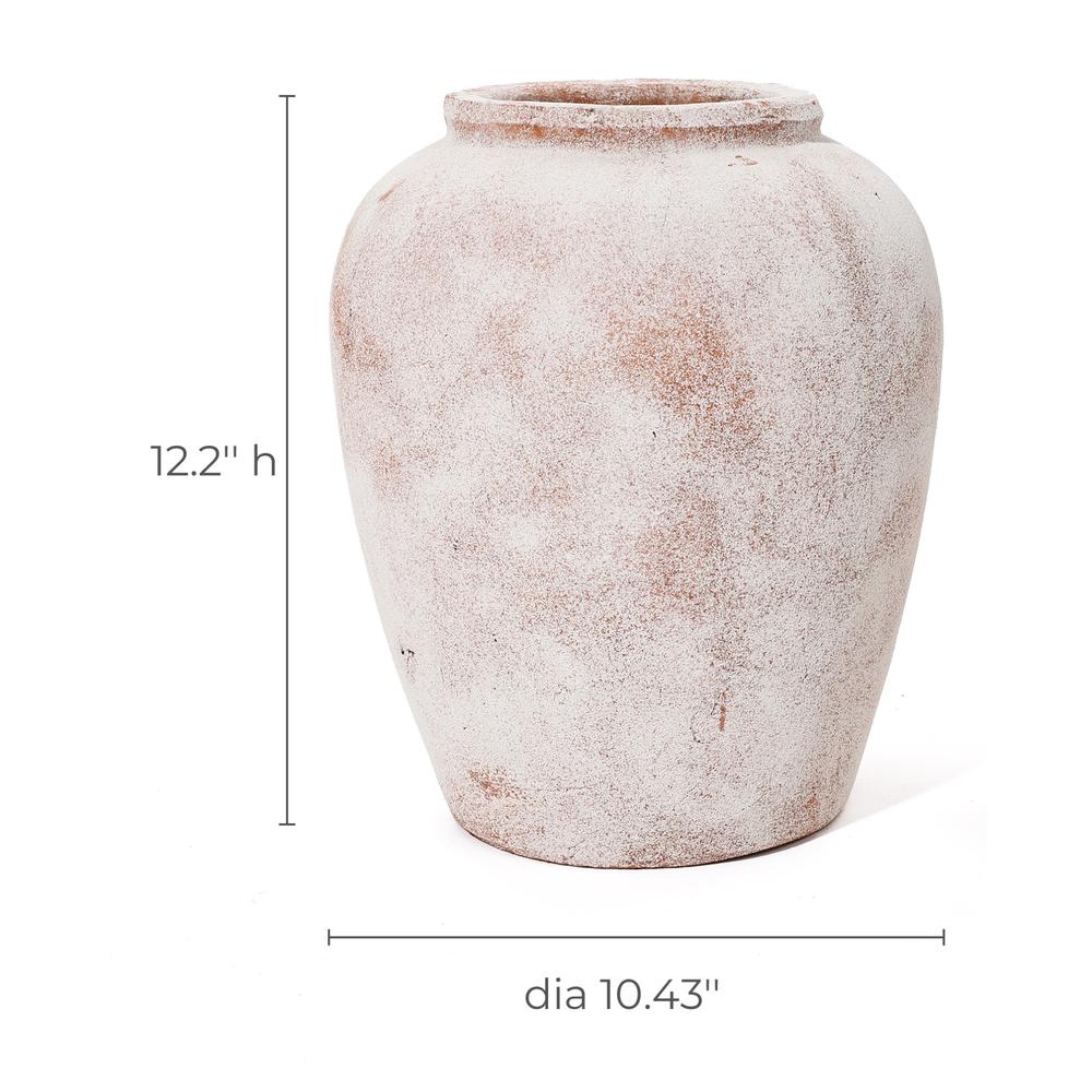 Marble Brown and White 12.4-Inch Tall Terracotta Vase. Picture 8