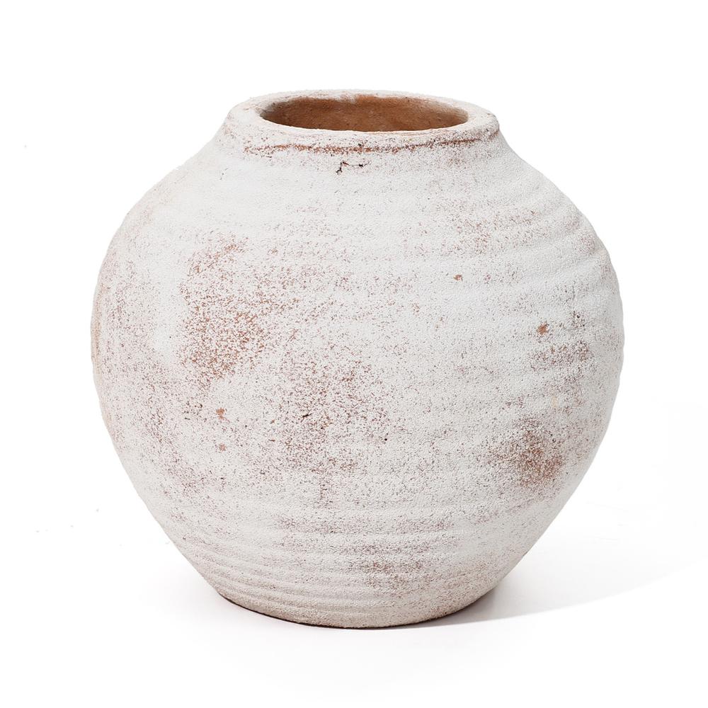 Marble Brown and White 7.5-Inch Tall Terracotta Vase. Picture 1