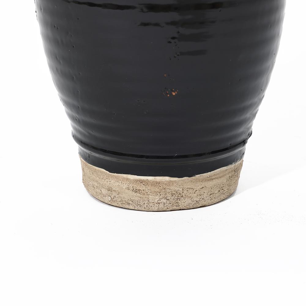 Black Jug 10-Inch Tall Terracotta Vase with Two Handles. Picture 5