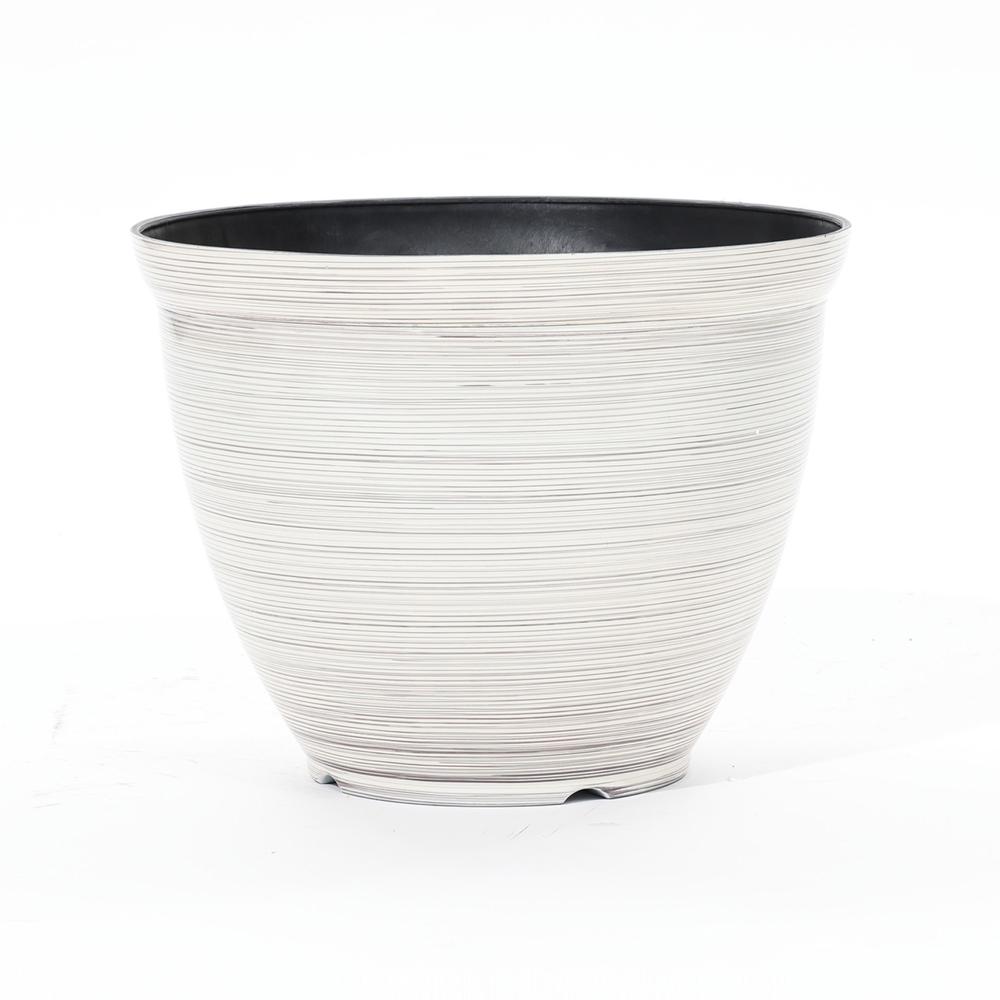 Ivory White Bell Round Recyled Plastic Planter. Picture 1