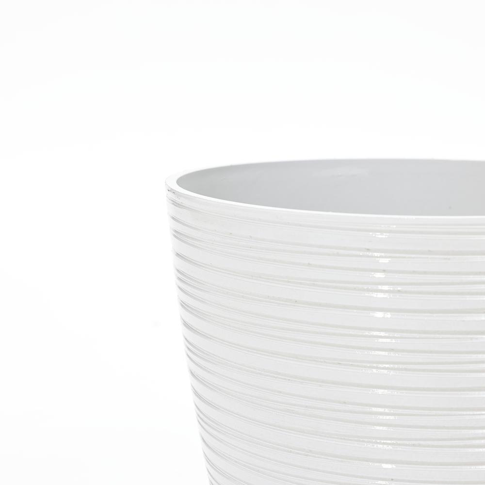 2-Piece Tapered Round Plastic Planters Set, Pearl White. Picture 2