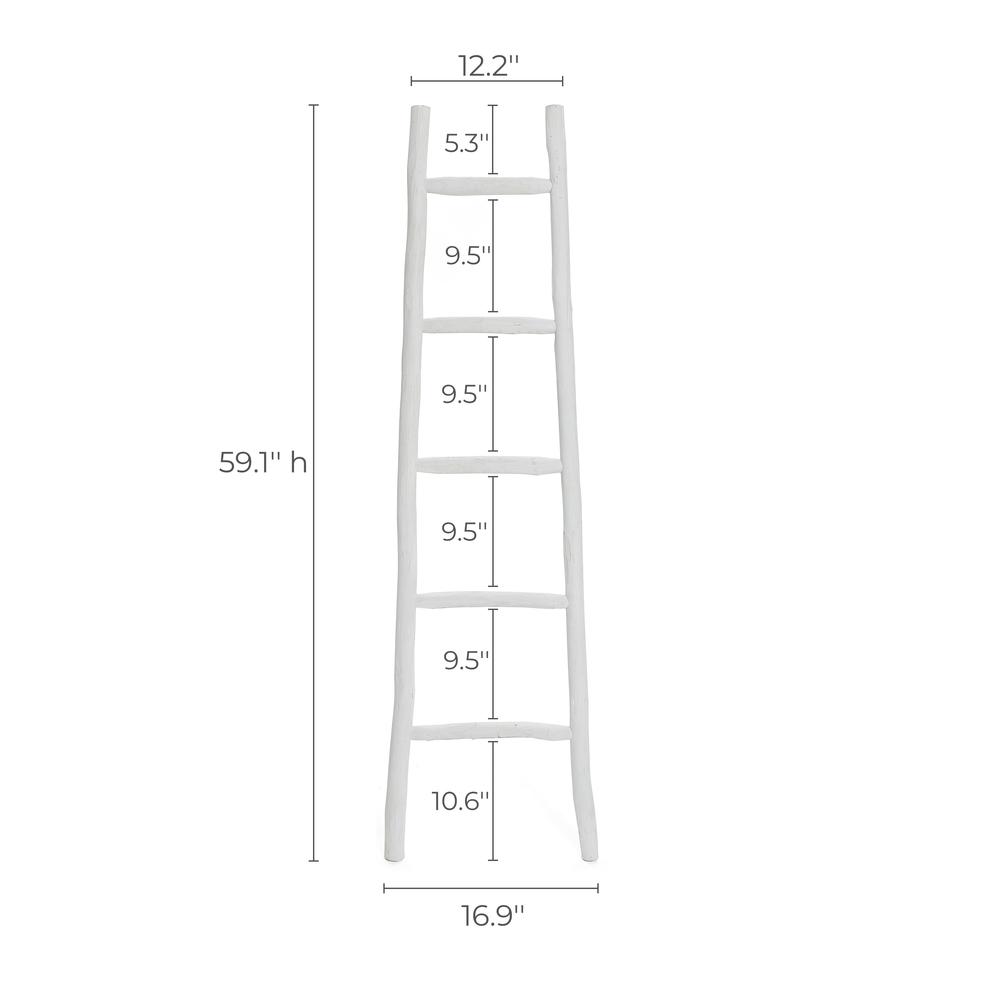 White Solid Wood 5-Rung Blanket Ladder. Picture 8