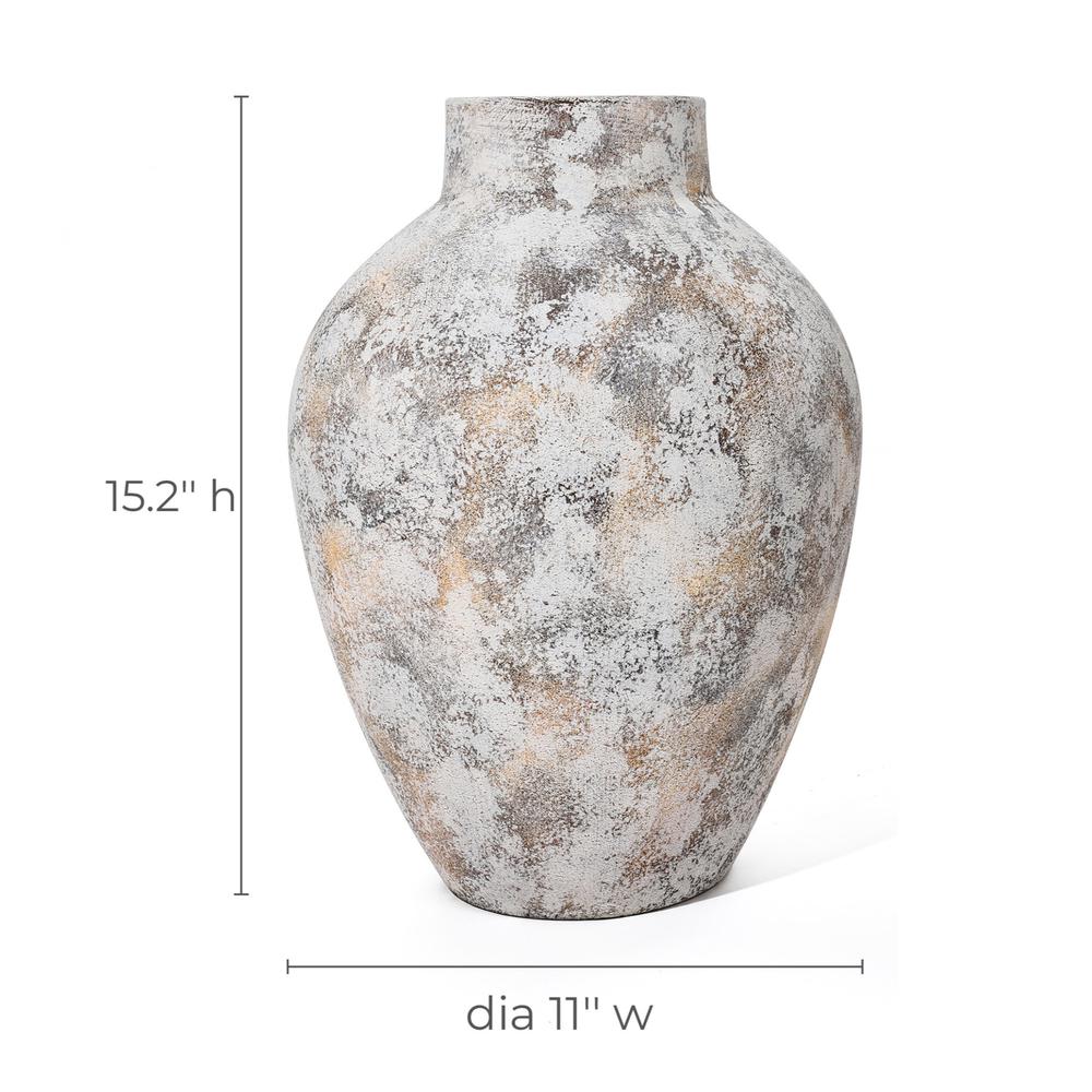 Marble White 15.2-Inch Tall Stoneware Table Vase. Picture 9