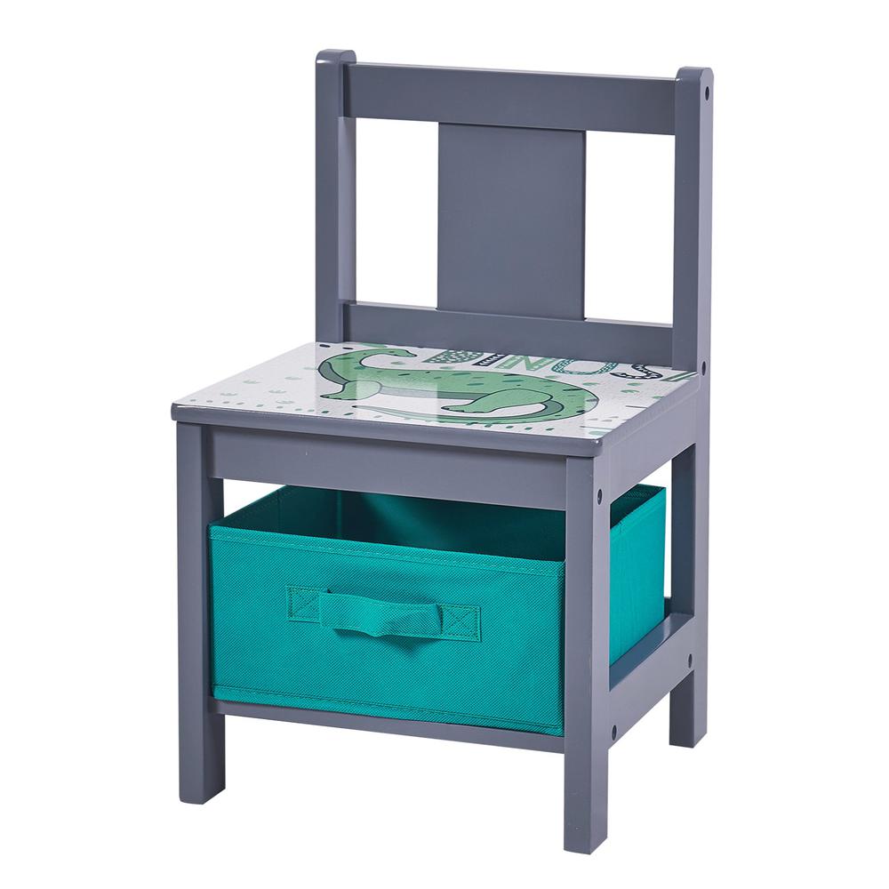 Kids Art Play Activity Table with Storage Shelf and Chair Set, Blue & Gray. Picture 3