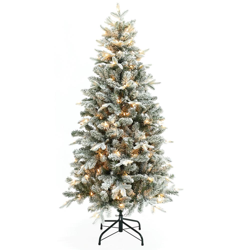 5Ft Pre-Lit Full Artificial Flocked Christmas Tree. Picture 5