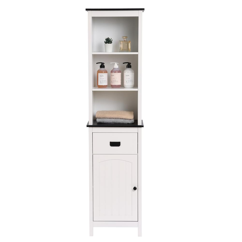 White Wood 63" H Tower Bathroom Cabinet. Picture 4