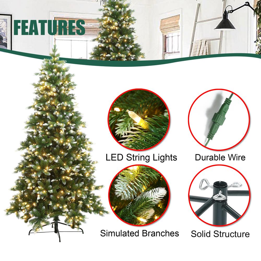 7.5Ft Pre-Lit Snow-Kissed Artificial Christmas Tree. Picture 11