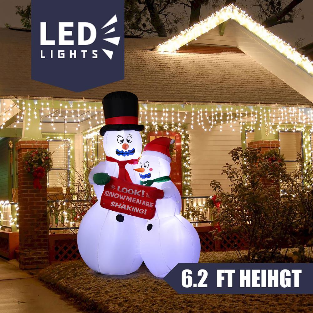6Ft Holiday Snowman Couple Inflatable with LED Lights. Picture 4