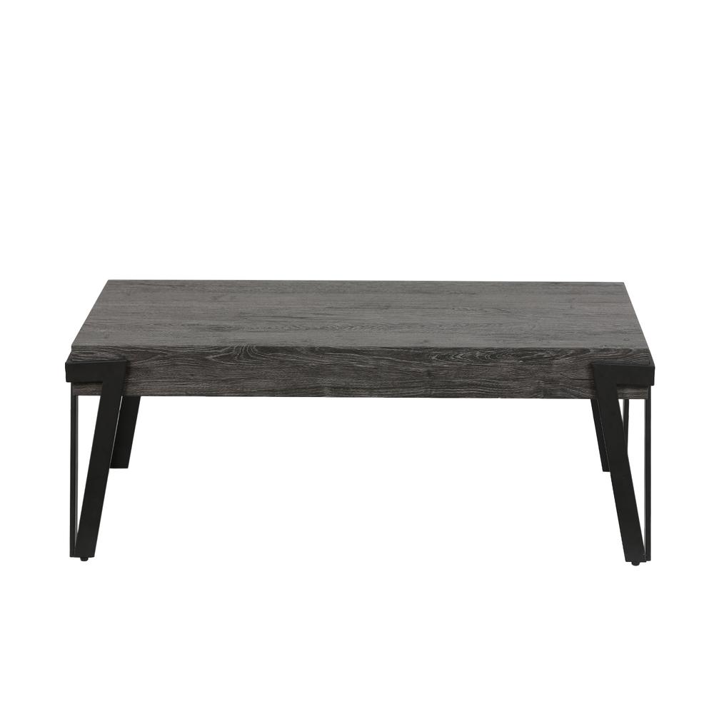 43" W Engineered Wood and Metal Coffee Table, Gray Oak. Picture 1