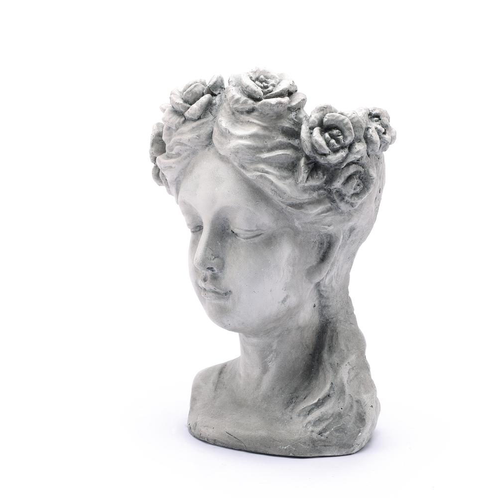 LuxenHome Gray MgO Lady Rose Wreath Bust Planter. Picture 5