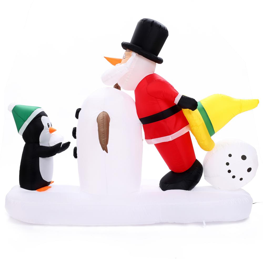 6Ft Santa Snowman and Penguin Inflatable with LED Lights. Picture 5