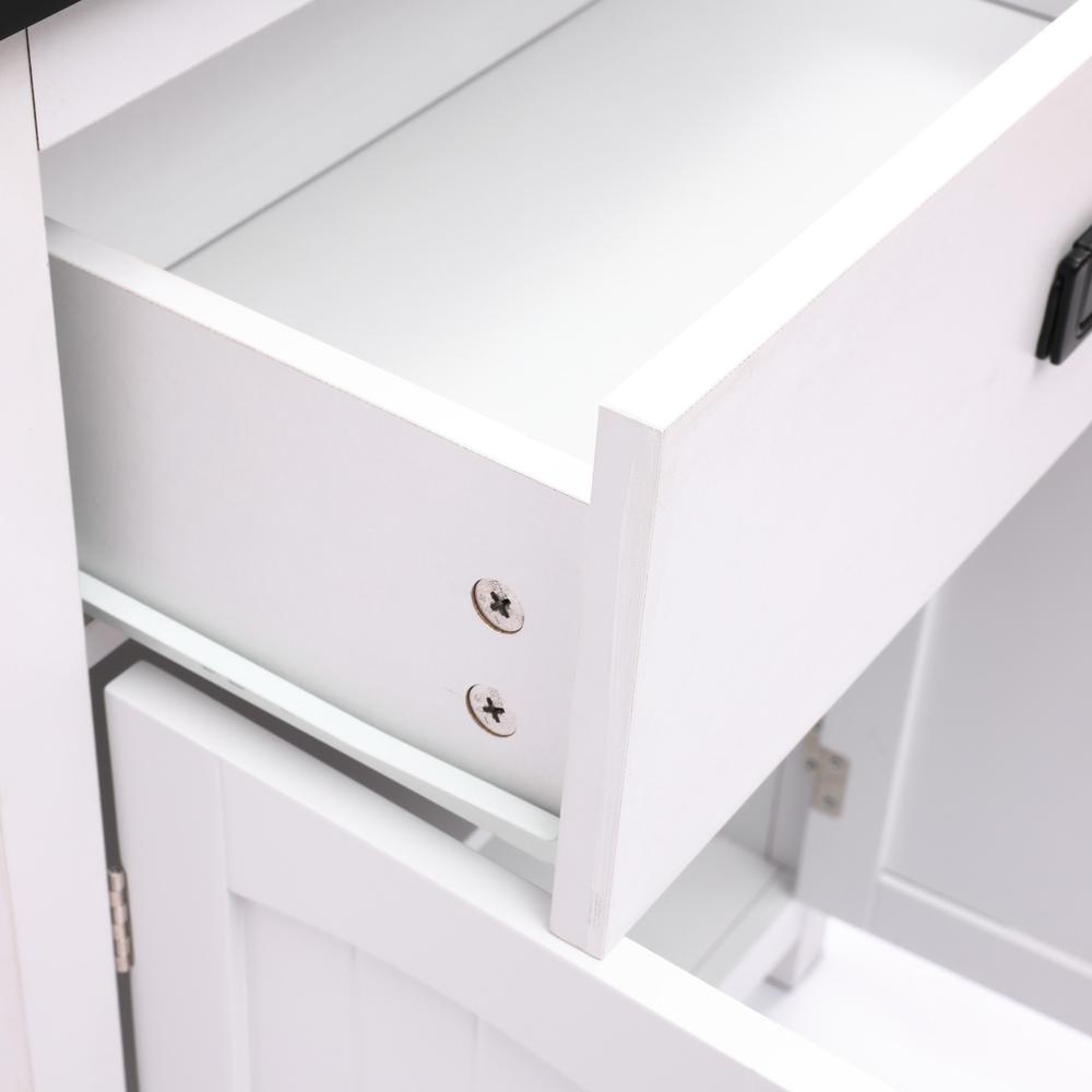 White Manufactured Wood 1-Drawer 1-Door Bathroom Linen Cabinet. Picture 13
