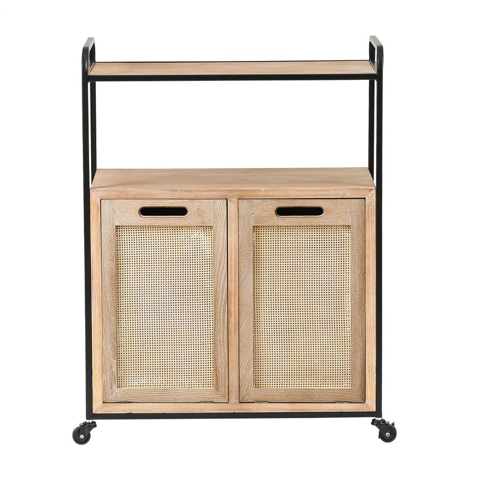 Natural Wood Finish Laundry and Storage Cart. Picture 1