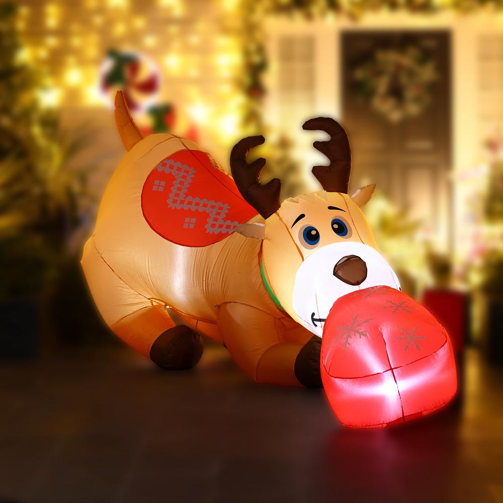 9Ft Reindeer and Gift Inflatable with LED Lights. Picture 2