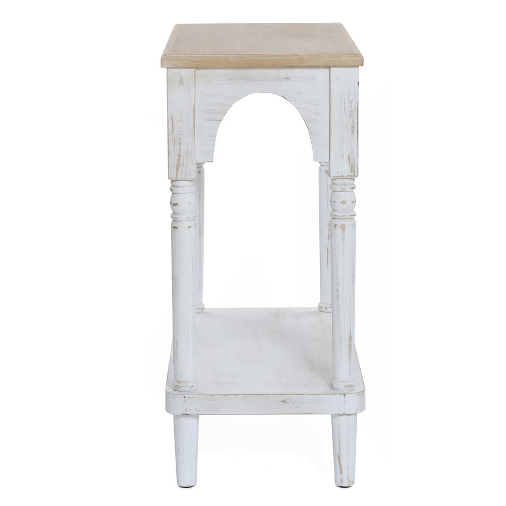 Farmhouse White and Natural Wood Single Shelf Console Table. Picture 9