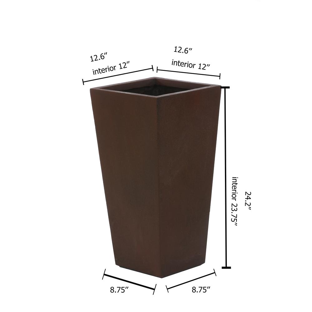 Rustic Brown MgO 24.2in. H Tall Tapered Planter. Picture 10