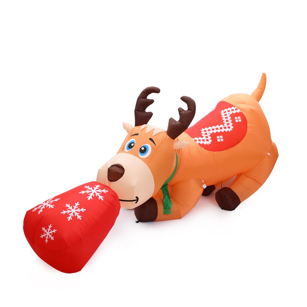 9Ft Reindeer and Gift Inflatable with LED Lights. Picture 5