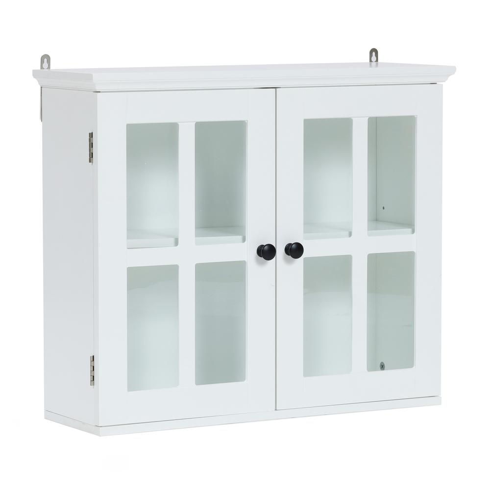 White MDF Wood Glass Pane Bathroom Wall Cabinet. Picture 7