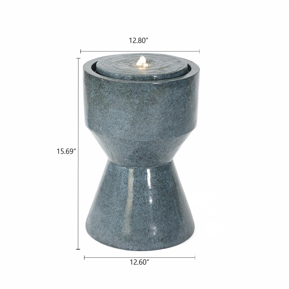 Gray Resin Bubbler Indoor/Outdoor Fountain with Led Light. Picture 10