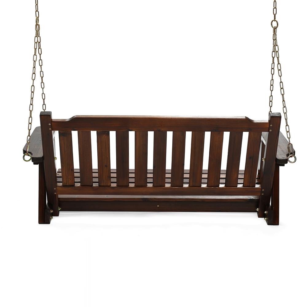 Torch Wood Front Porch Swing with Chains. Picture 7