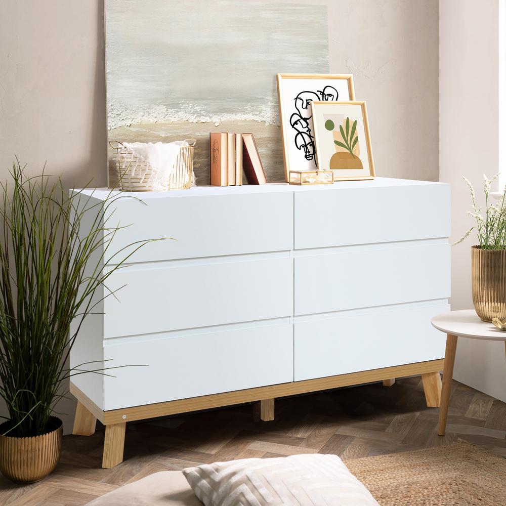 Modern White Wood 6-Drawer Dresser. Picture 14