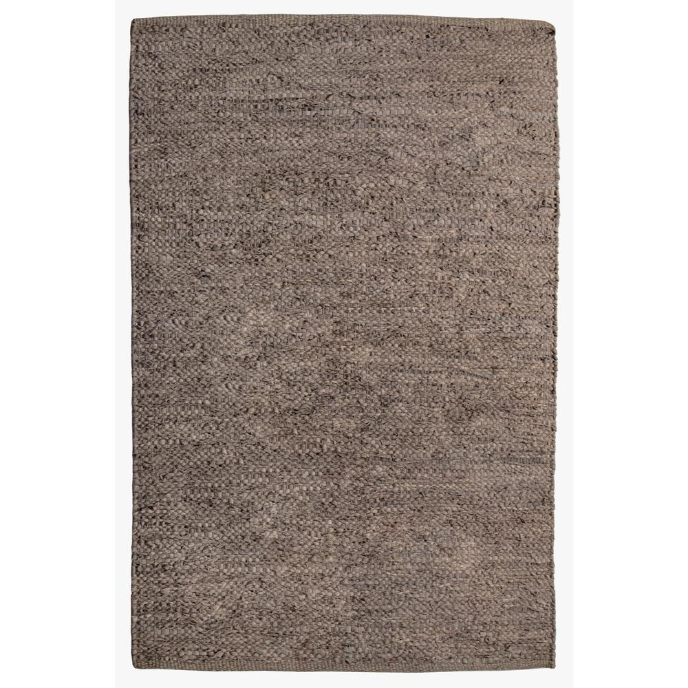 4'x6' Handwoven Gray Leather/Cotton Rug. Picture 1