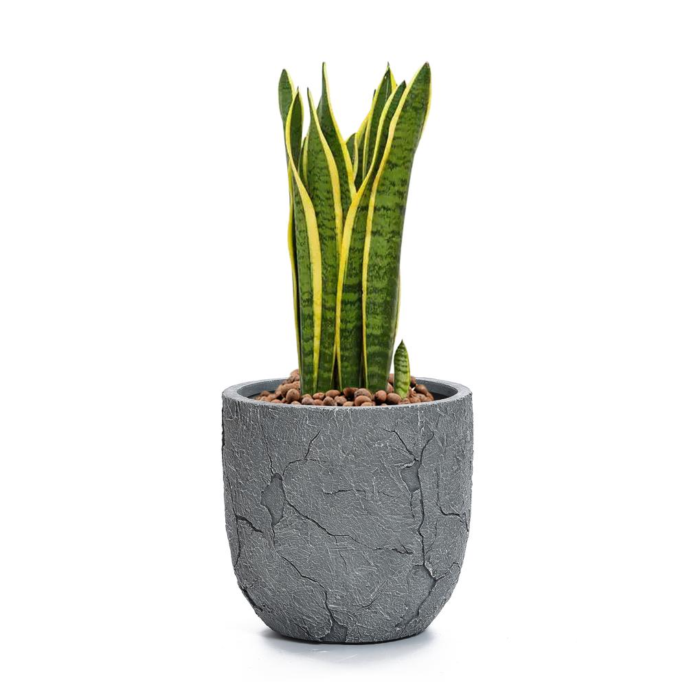 Crackle Gray MgO 14.6" Round Planter. Picture 5
