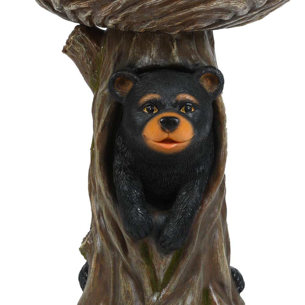 Brown Resin Carved Tree Bird Bath Fountain. Picture 7