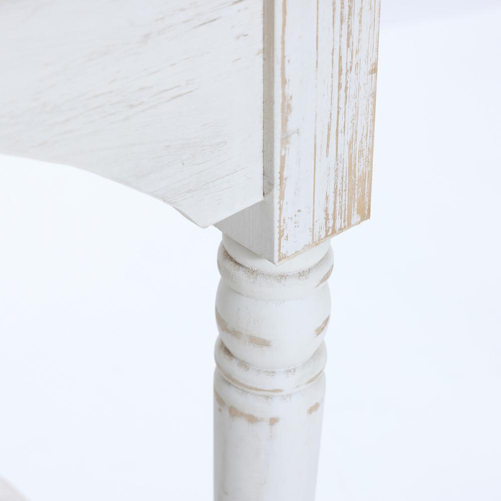 Farmhouse White and Natural Wood Single Shelf Console Table. Picture 11