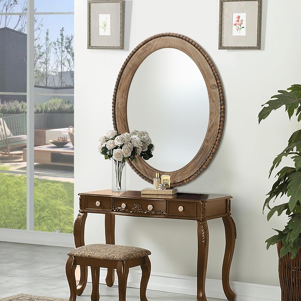 Cameo Wood Framed 32-Inch Oval Wall Mirror. Picture 5