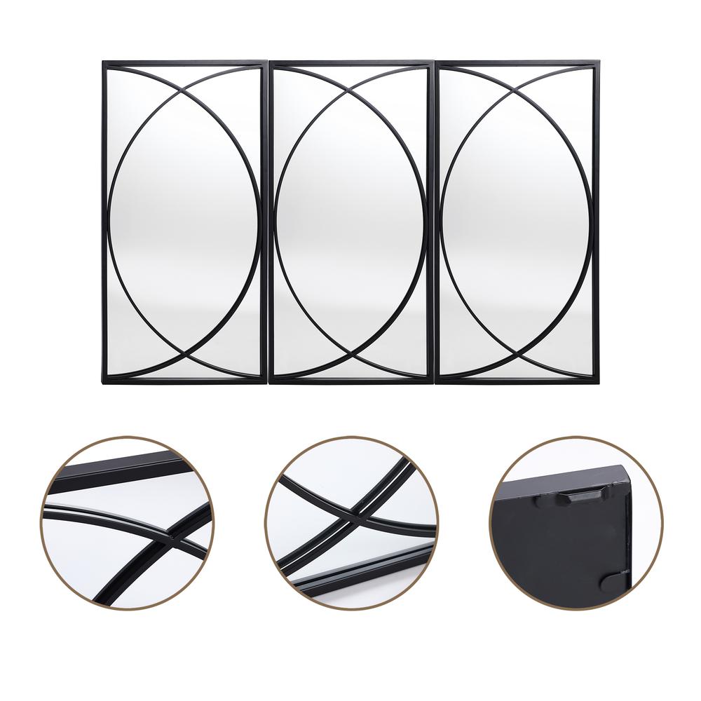 Wholesale 3 Piece Plastic Mirror Set- 10x10- Black BLACK/WHITE