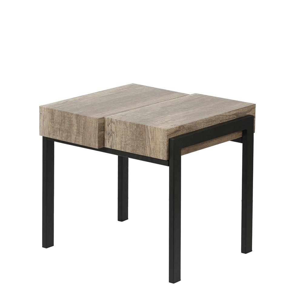20" H Engineered Wood and Metal Side Table, Rustic Oak. Picture 6