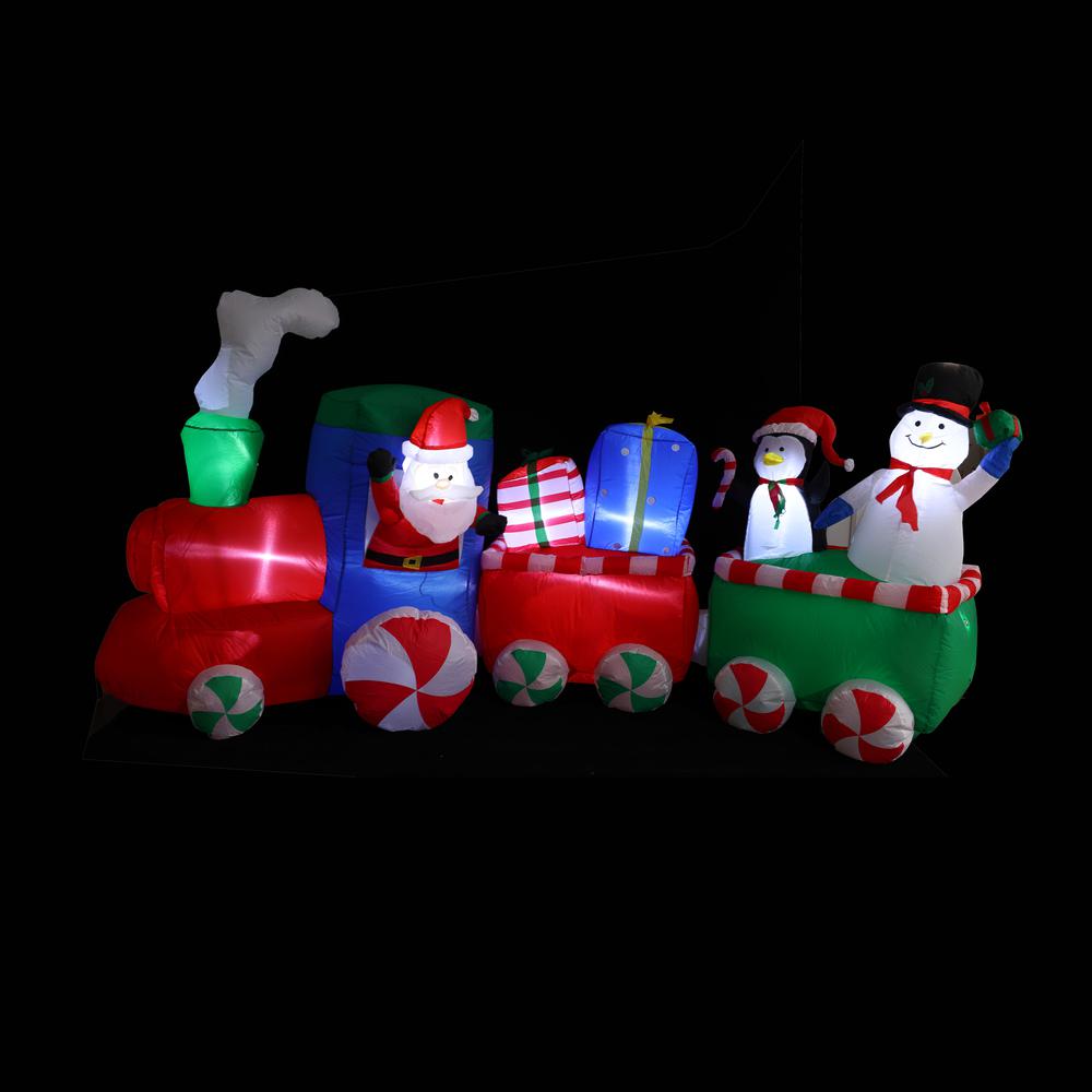 12Ft Santa Snowman Train Inflatable with LED Lights. Picture 6