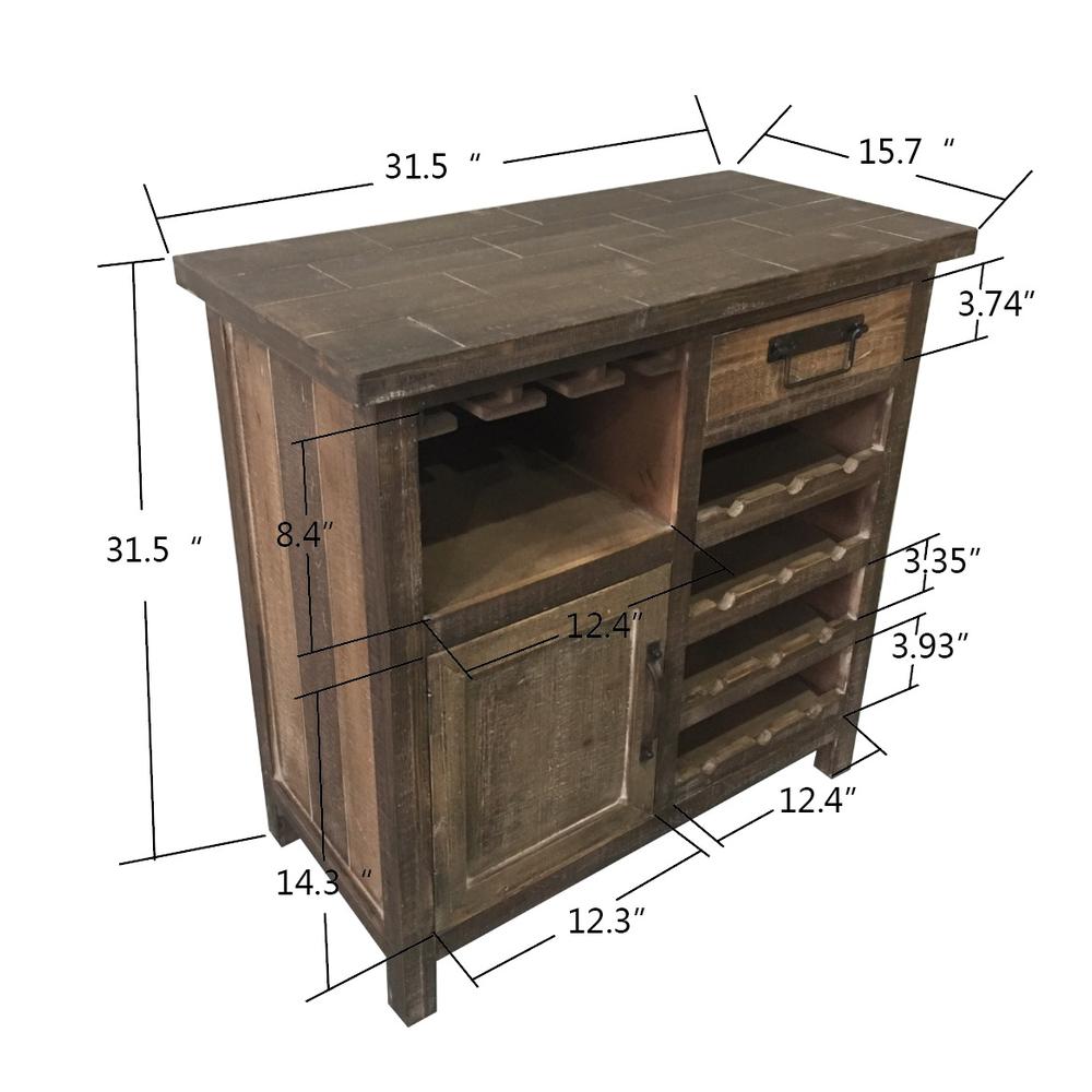 Rustic Wood 1-Drawer 1-Door Wine and Storage Cabinet. Picture 13
