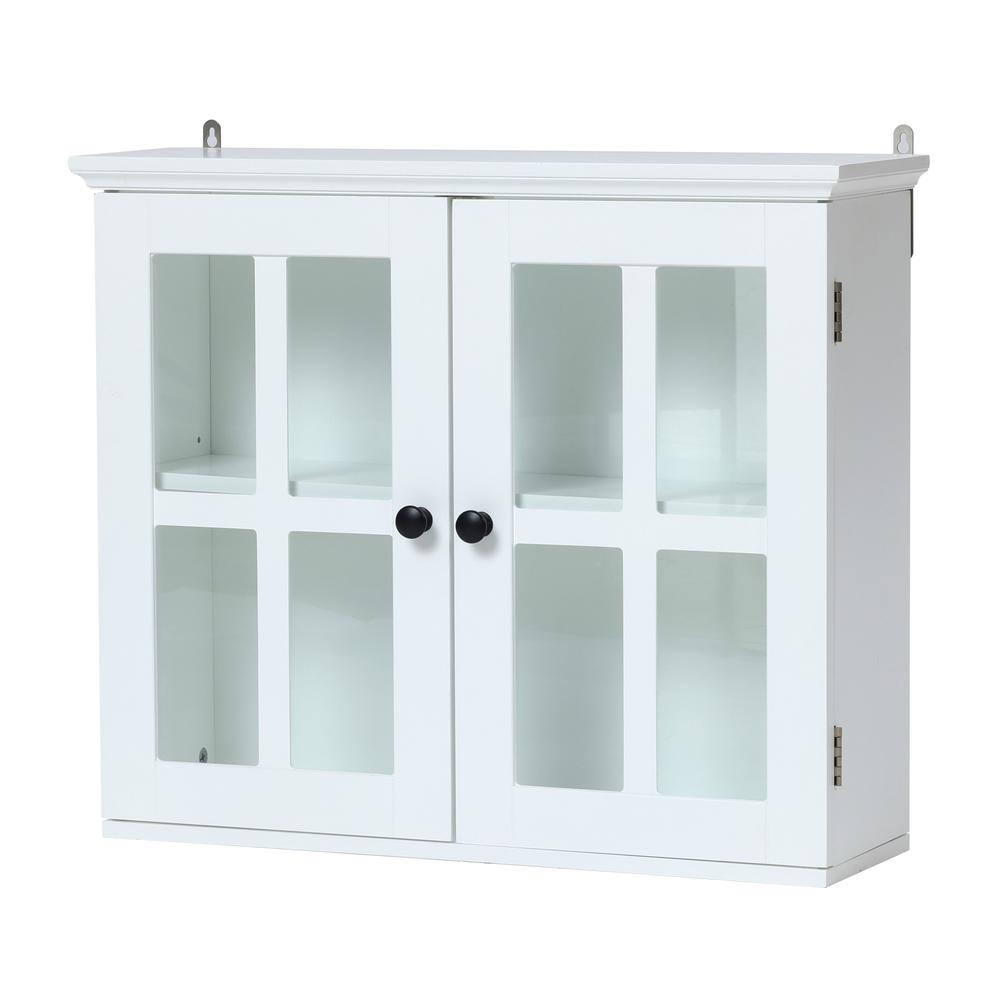 White MDF Wood Glass Pane Bathroom Wall Cabinet. Picture 8
