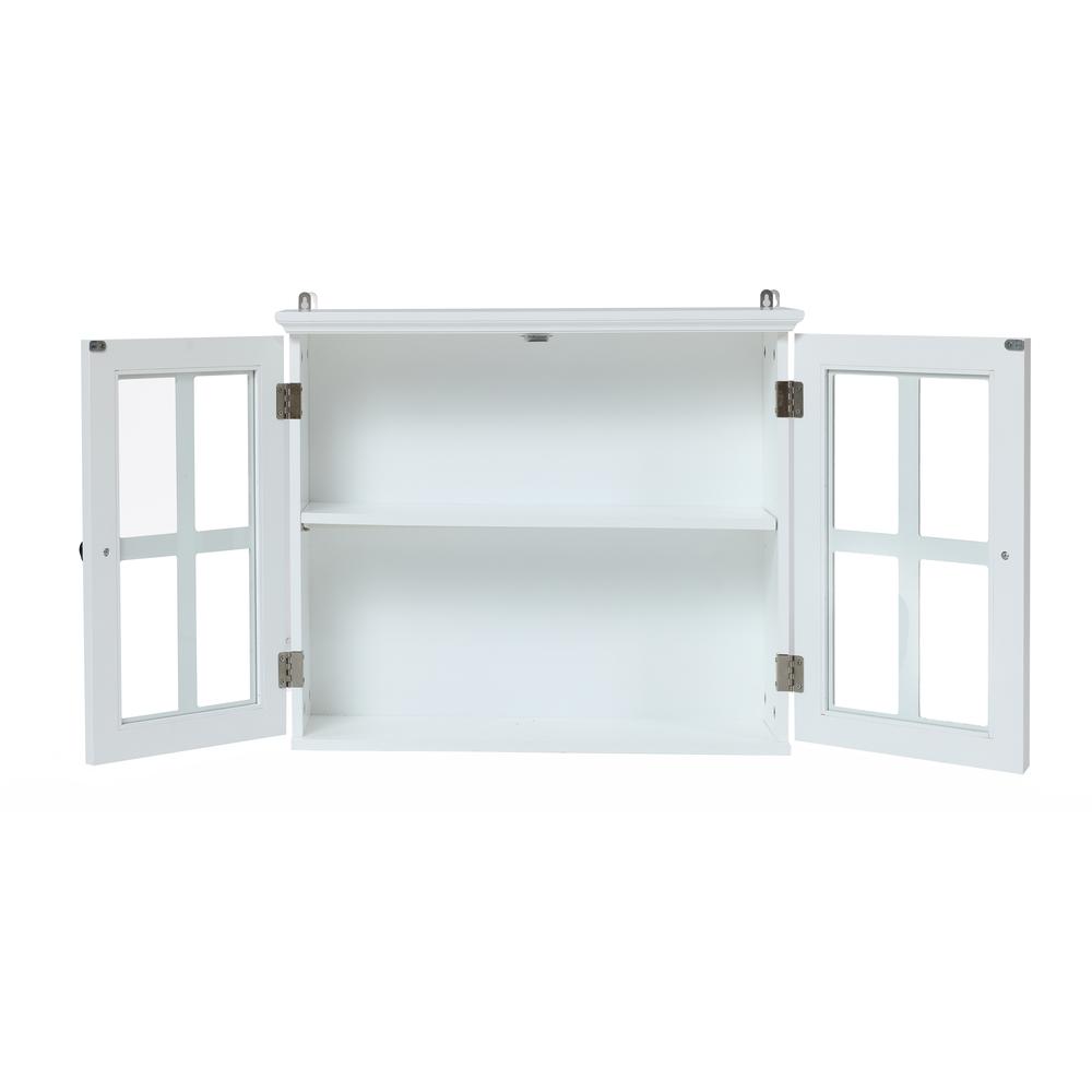 White MDF Wood Glass Pane Bathroom Wall Cabinet. Picture 9