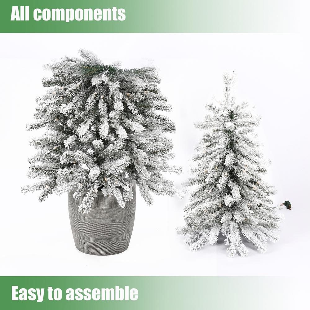 4Ft Pre-Lit LED Artificial Flocked Fir Christmas Tree with Pot Planter. Picture 9