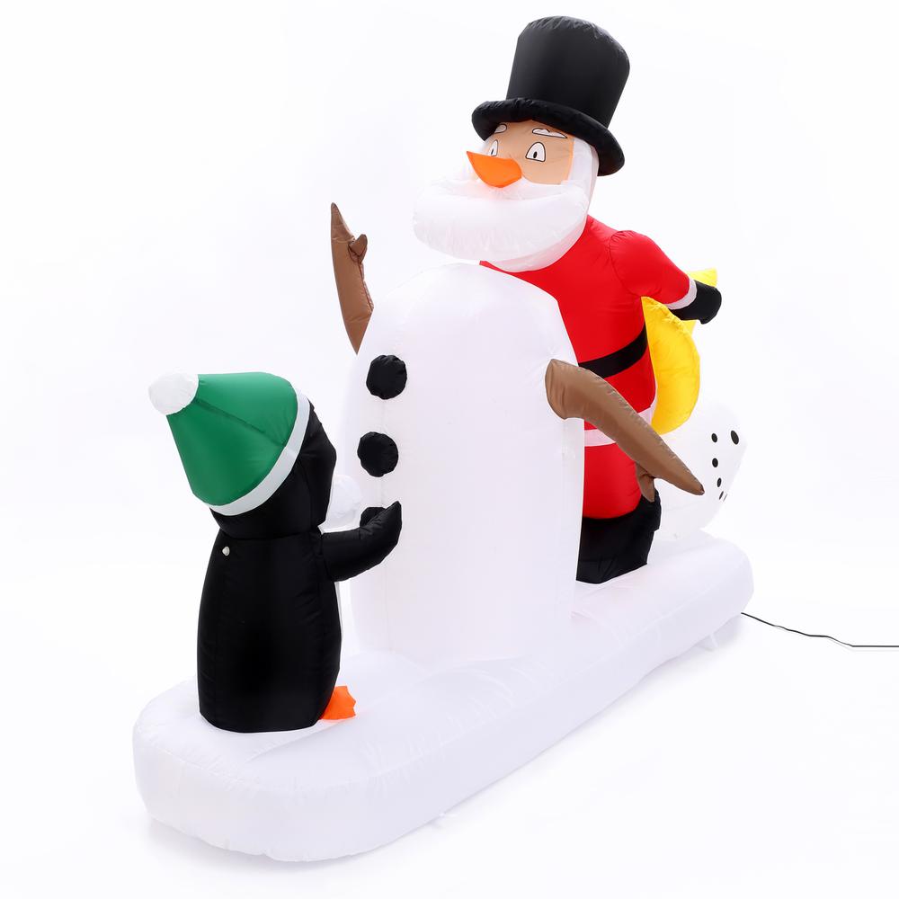 6Ft Santa Snowman and Penguin Inflatable with LED Lights. Picture 1
