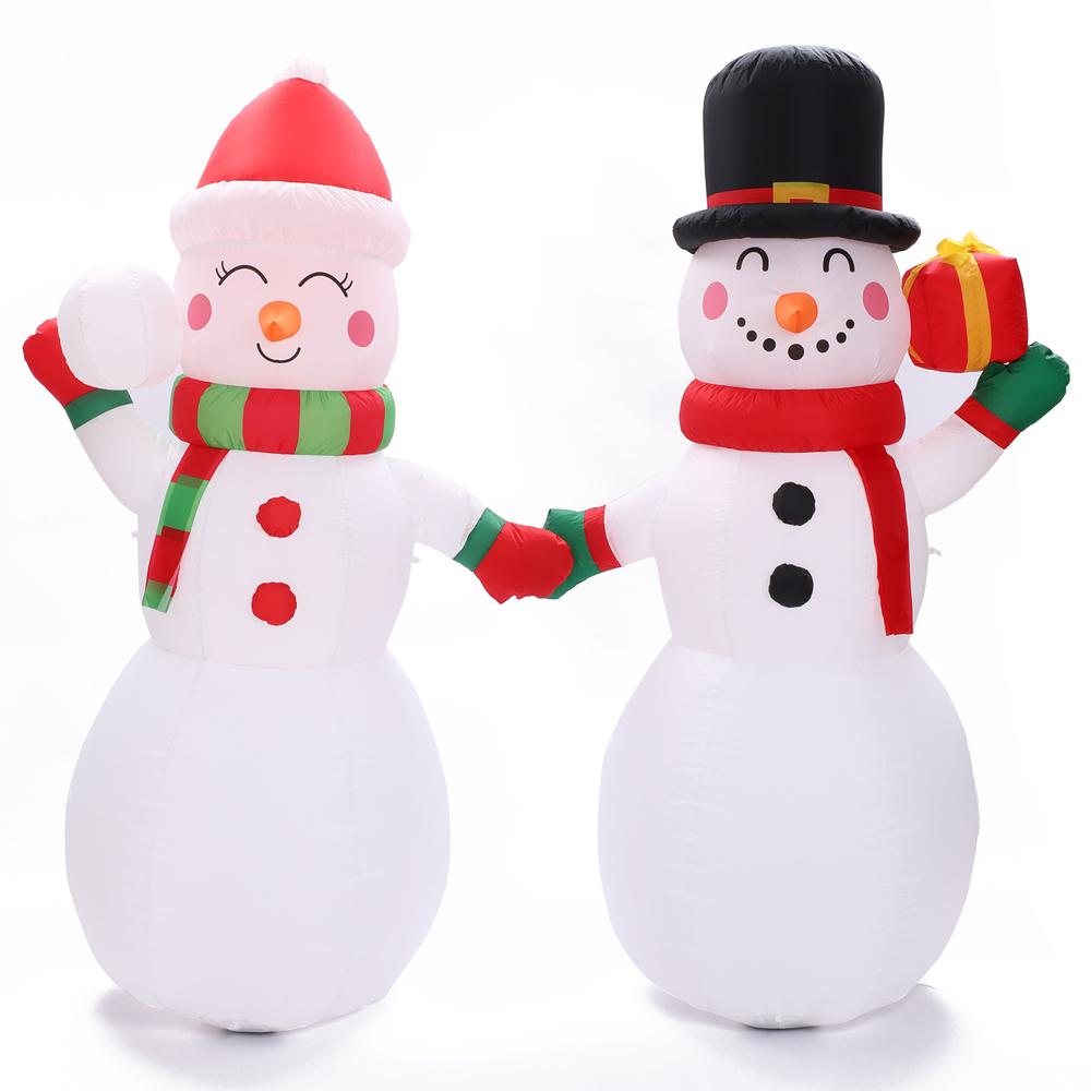 6Ft Snowman Couple Inflatable with LED Lights. Picture 1