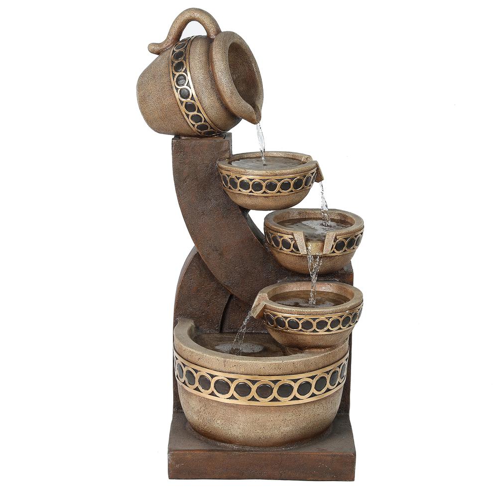 Brown Resin Cascading Pitchers Outdoor Fountain. Picture 2