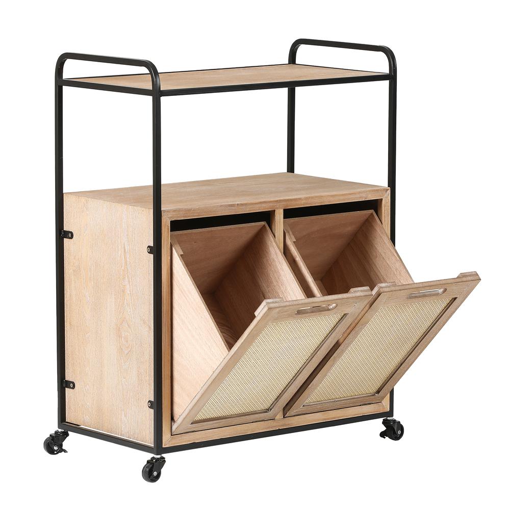 Natural Wood Finish Laundry and Storage Cart. Picture 9