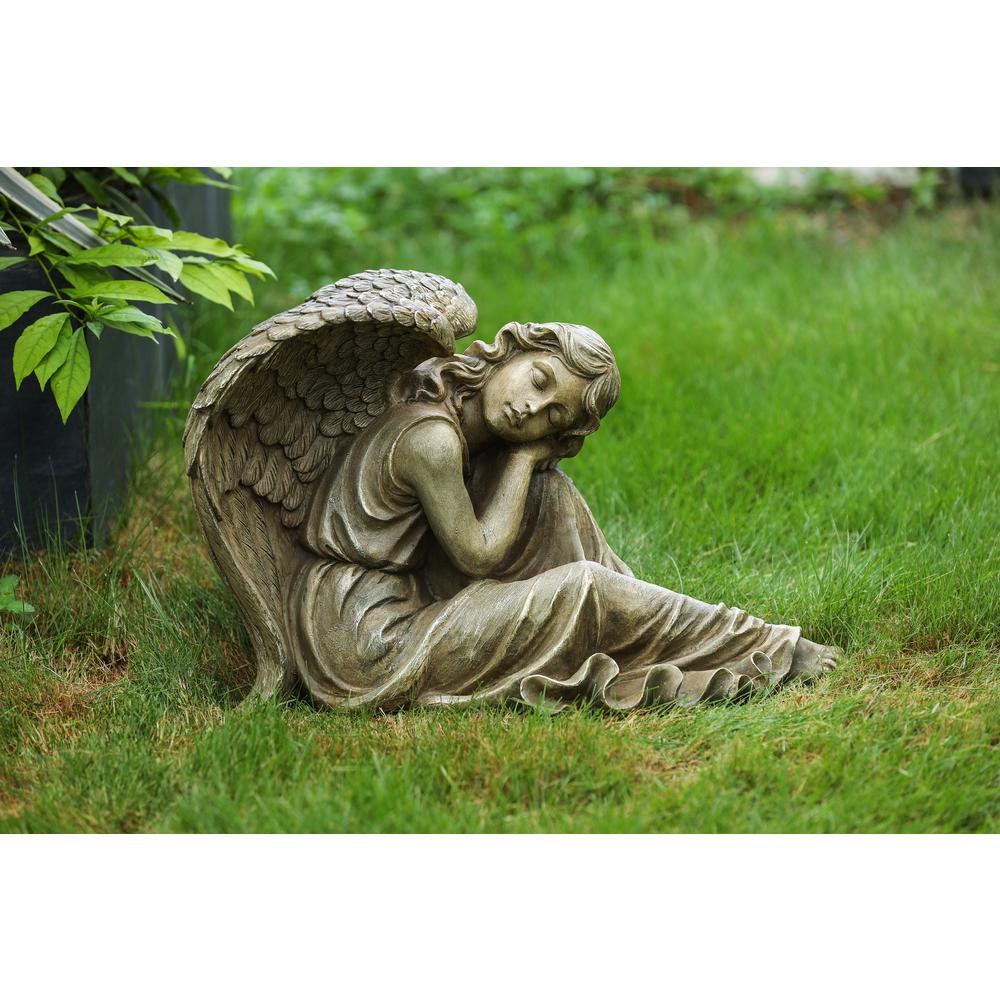 Weathered Brown MgO Sleeping Angel Statue. Picture 8